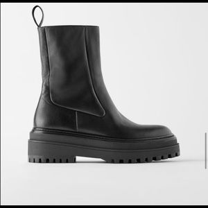 Zara lug sole leather boot